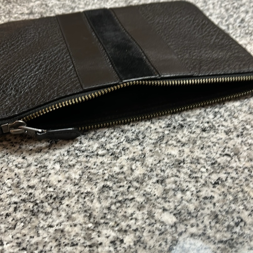 Coach New York Medium Pouch F22499 black Varsity Stripe grained leather - Picture 11 of 13
